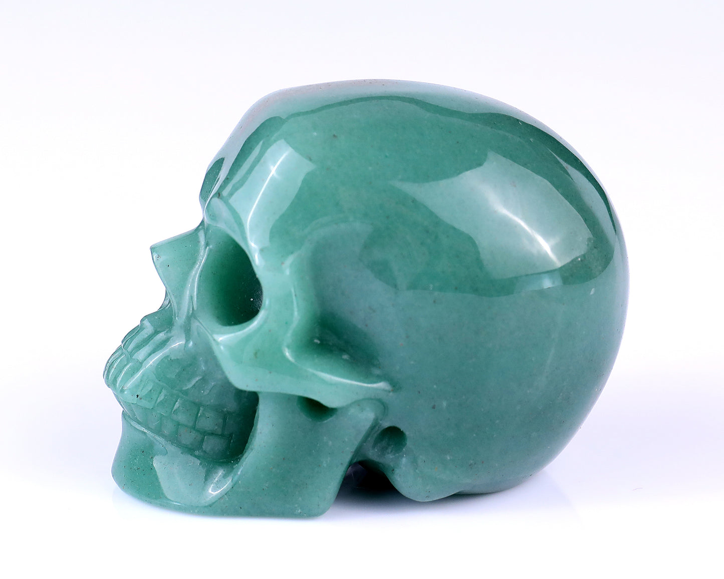 3.0" Green Aventurine Hand Carved Crystal Realistic Skull Sculpture Crystallumi