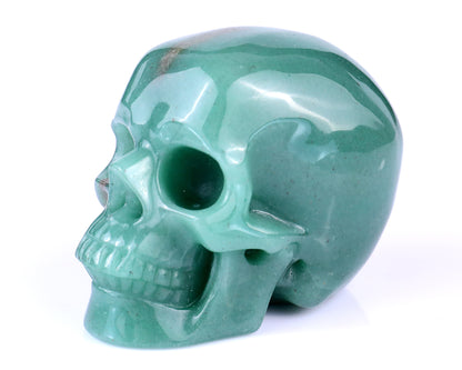 3.0" Green Aventurine Hand Carved Crystal Realistic Skull Sculpture Crystallumi