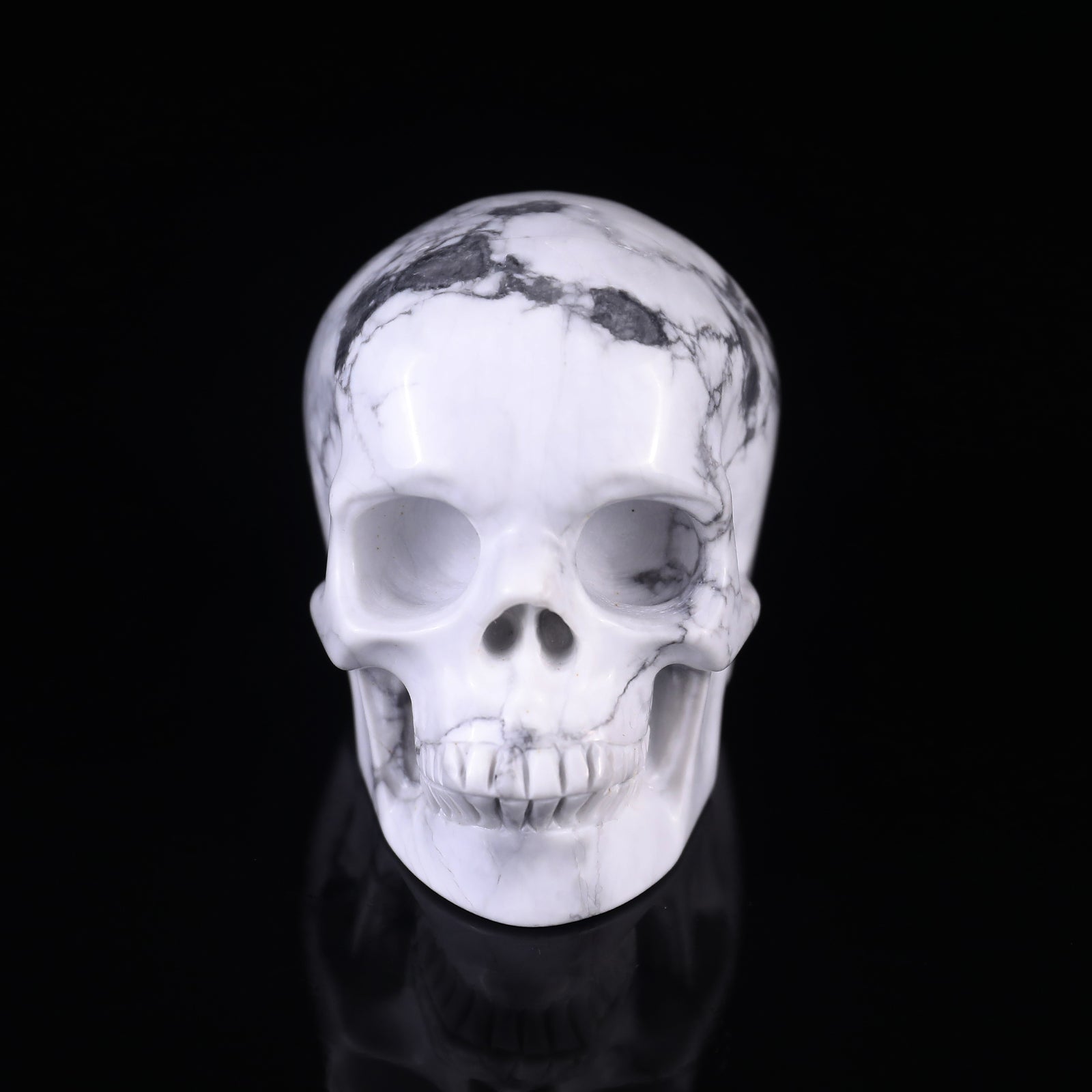 3.0" Howlite Hand Carved Crystal Realistic Skull Sculpture Crystallumi