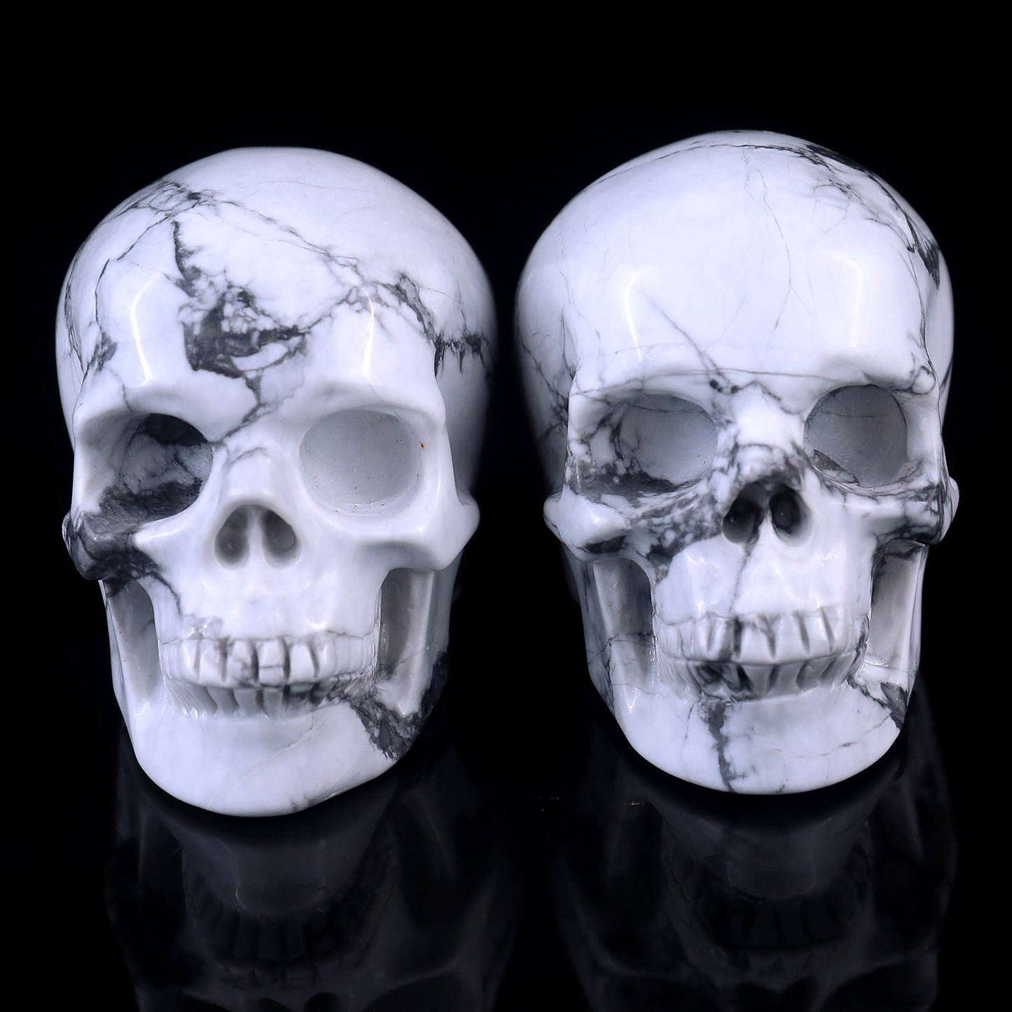 3.0" Howlite Hand Carved Crystal Realistic Skull Sculpture Crystallumi