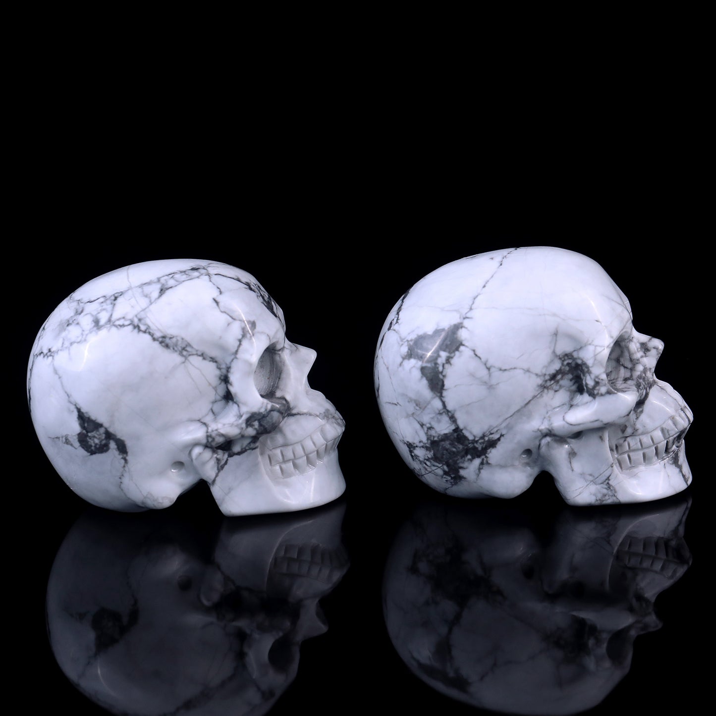 3.0" Howlite Hand Carved Crystal Realistic Skull Sculpture Crystallumi