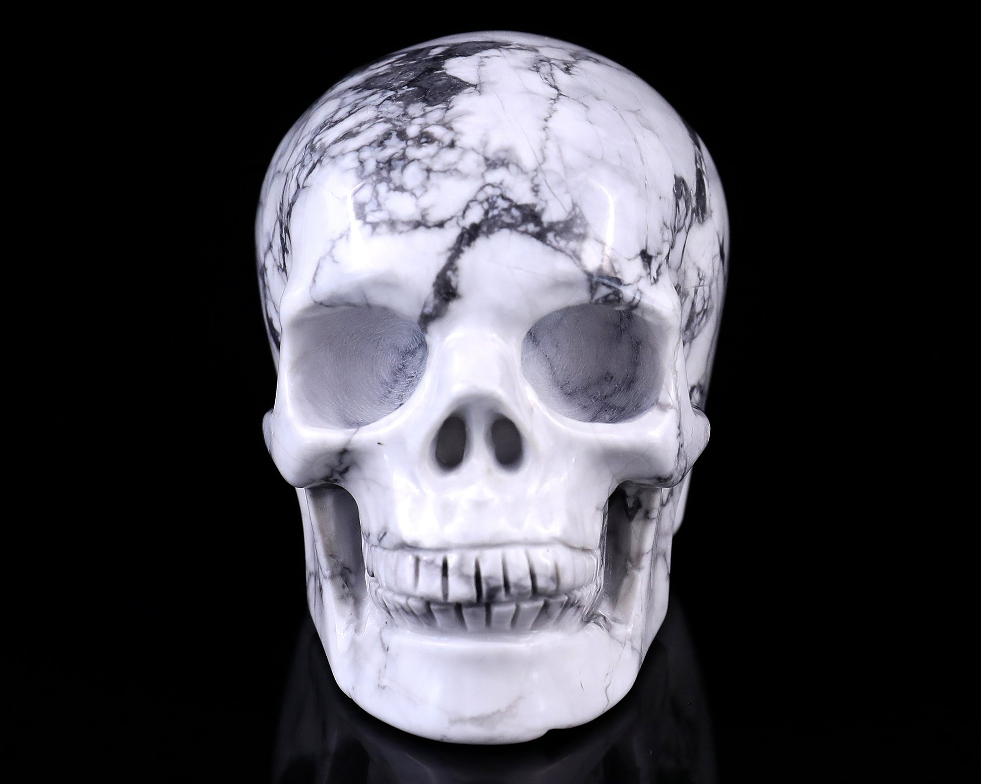 3.0" Howlite Hand Carved Crystal Realistic Skull Sculpture Crystallumi