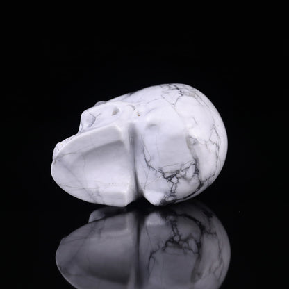 3.0" Howlite Hand Carved Crystal Realistic Skull Sculpture Crystallumi