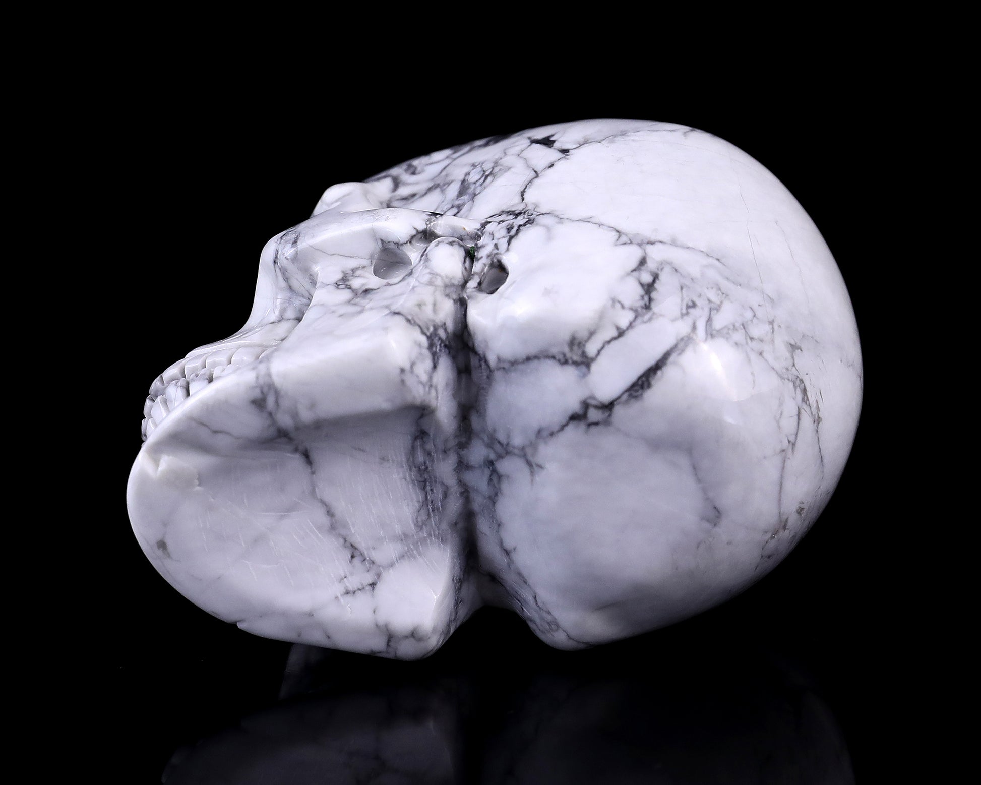 3.0" Howlite Hand Carved Crystal Realistic Skull Sculpture Crystallumi