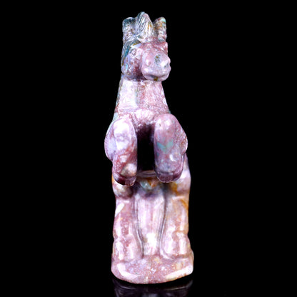 3.0" Indian Agate Hand Carved Crystal Horse Sculpture Crystallumi