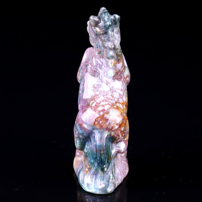 3.0" Indian Agate Hand Carved Crystal Horse Sculpture Crystallumi