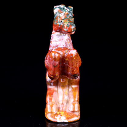 3.0" Indian Agate Hand Carved Crystal Horse Sculpture Crystallumi