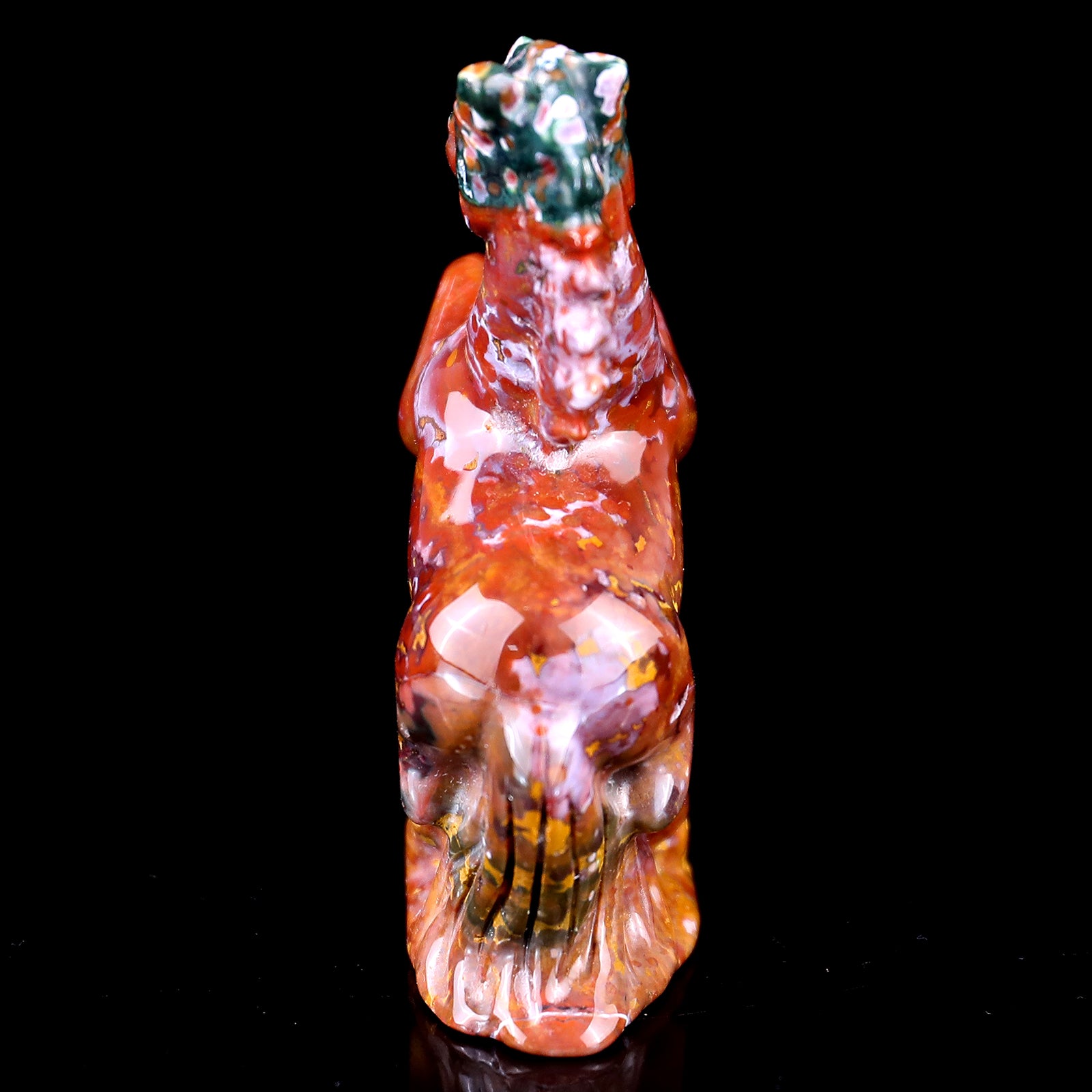 3.0" Indian Agate Hand Carved Crystal Horse Sculpture Crystallumi