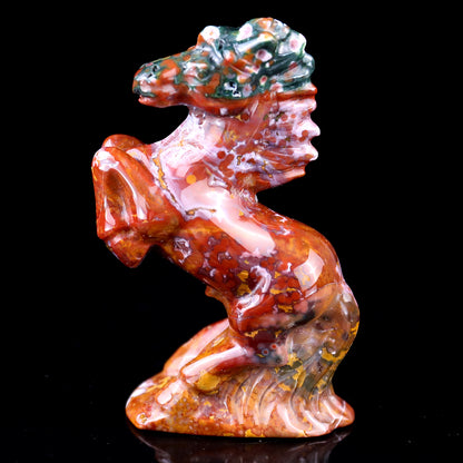 3.0" Indian Agate Hand Carved Crystal Horse Sculpture Crystallumi