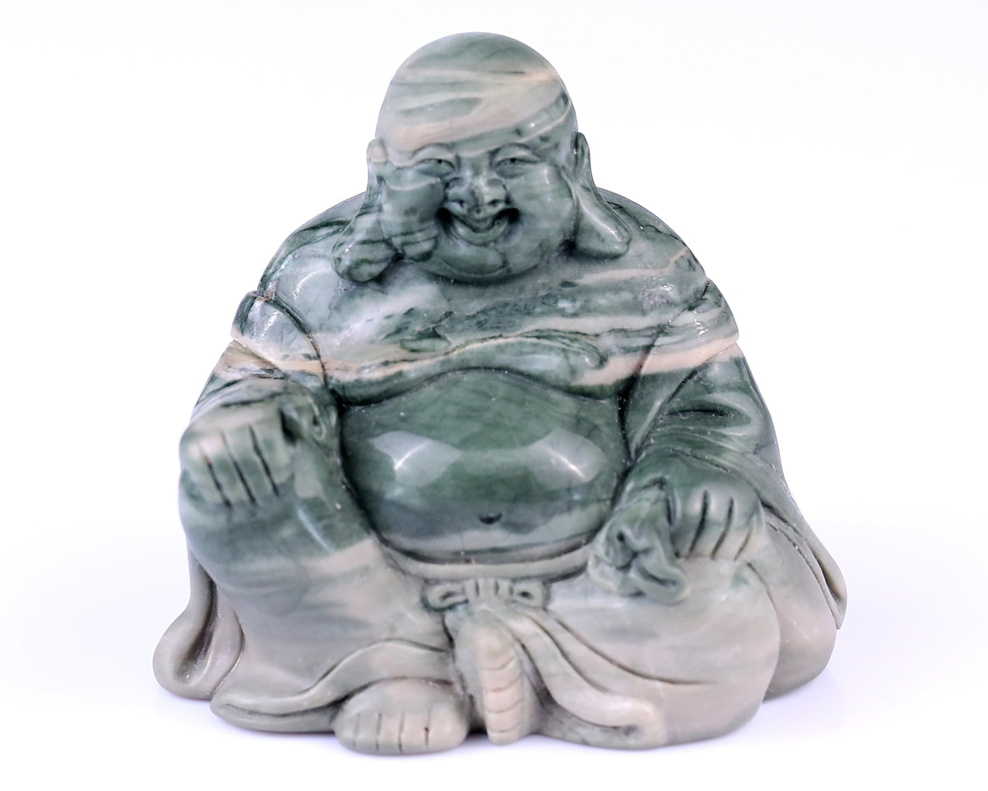 3.0" Jiulong Jade Hand Carved Crystal Buddha Sculpture Crystallumi