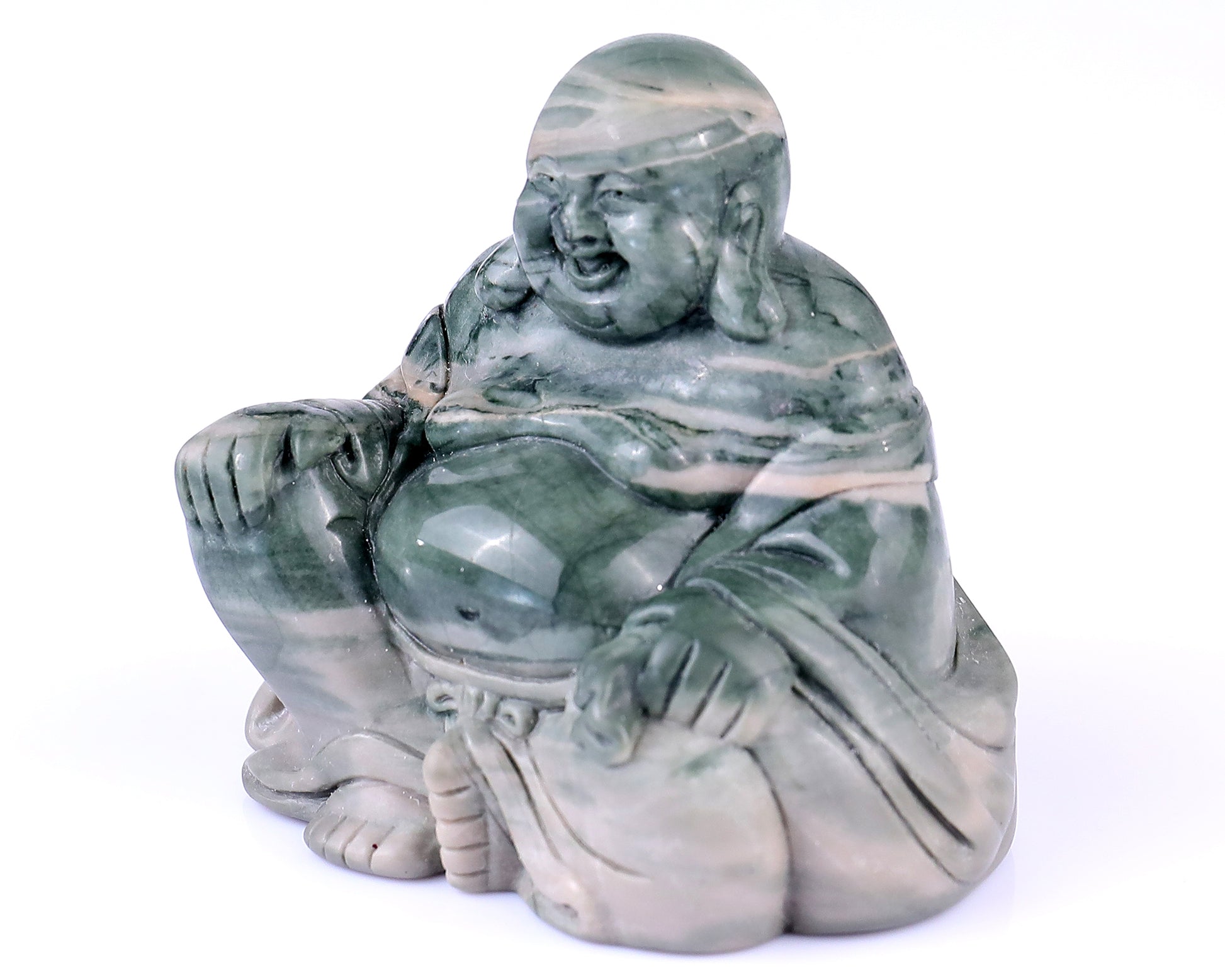 3.0" Jiulong Jade Hand Carved Crystal Buddha Sculpture Crystallumi