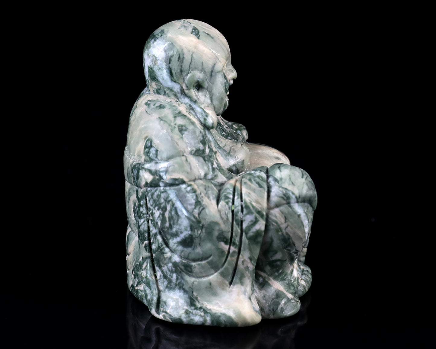 3.0" Jiulong Jade Hand Carved Crystal Buddha Sculpture Crystallumi