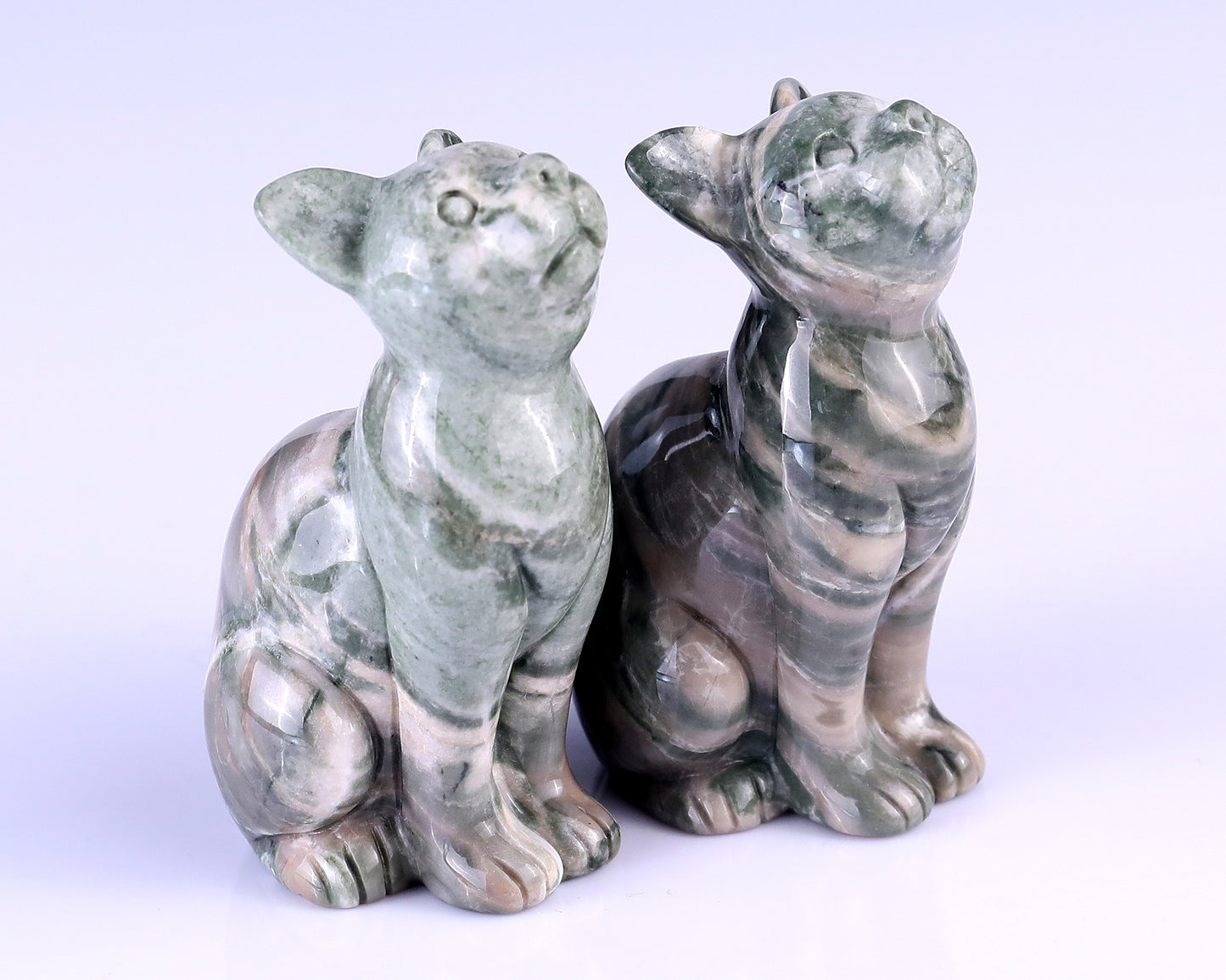 3.0" Jiulong Jade Hand Carved Crystal Cat Sculpture Crystallumi