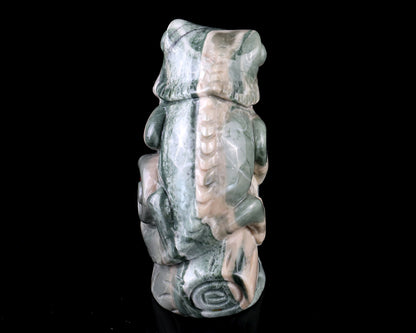 3.0" Jiulong Jade Hand Carved Crystal Lizard Sculpture Crystallumi