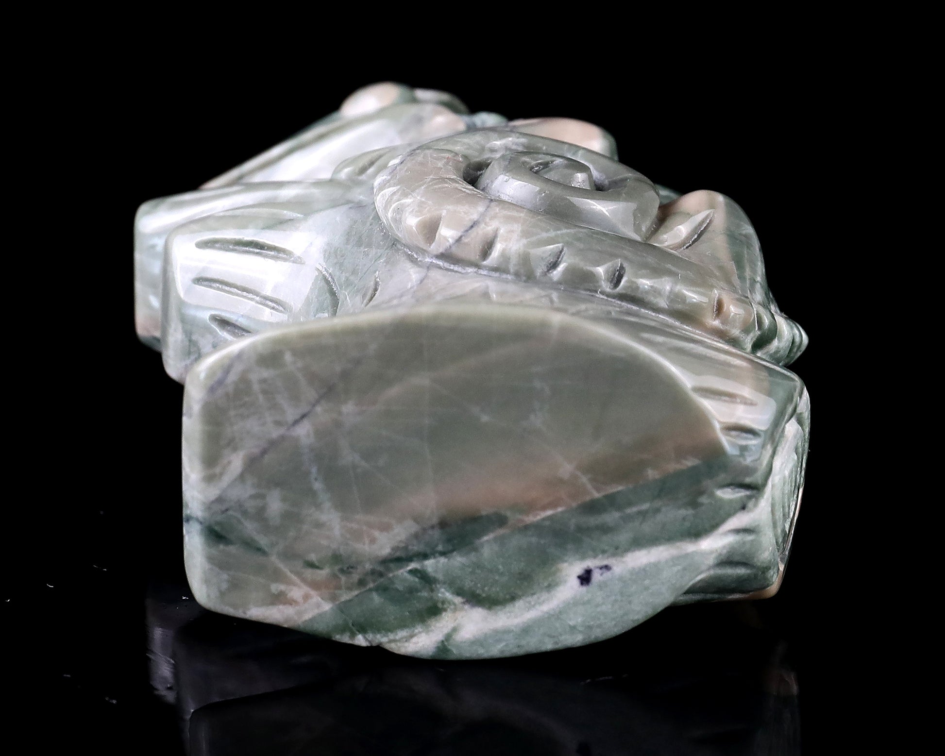 3.0" Jiulong Jade Hand Carved Crystal Lizard Sculpture Crystallumi