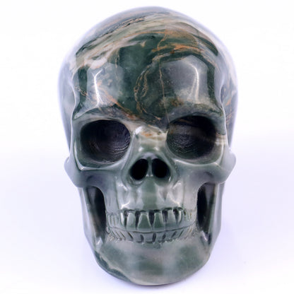 3.0" Jiulong Jade Hand Carved Crystal Realistic Skull Sculpture Crystallumi