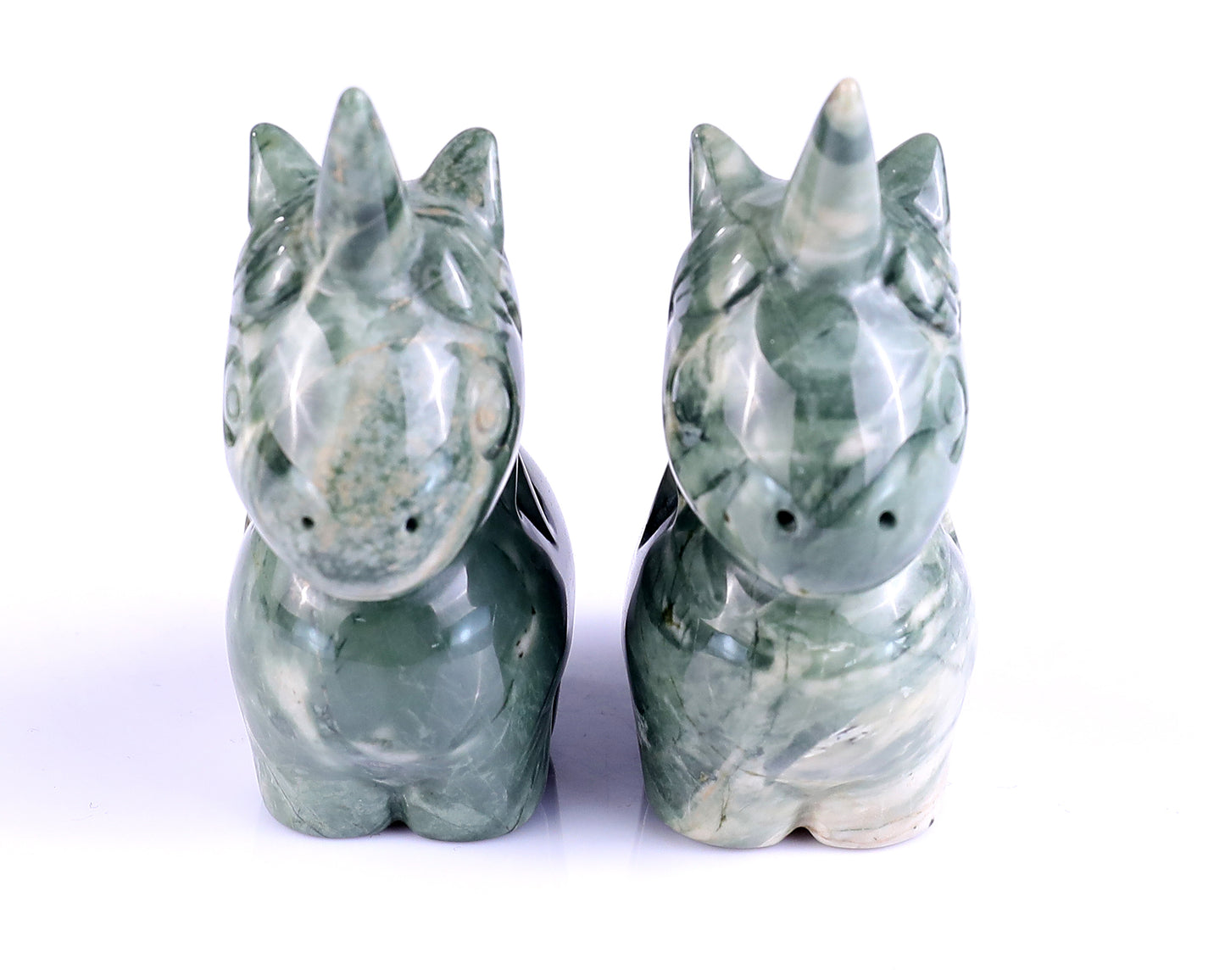 3.0" Jiulong Jade Hand Carved Crystal Unicorn Sculpture Crystallumi