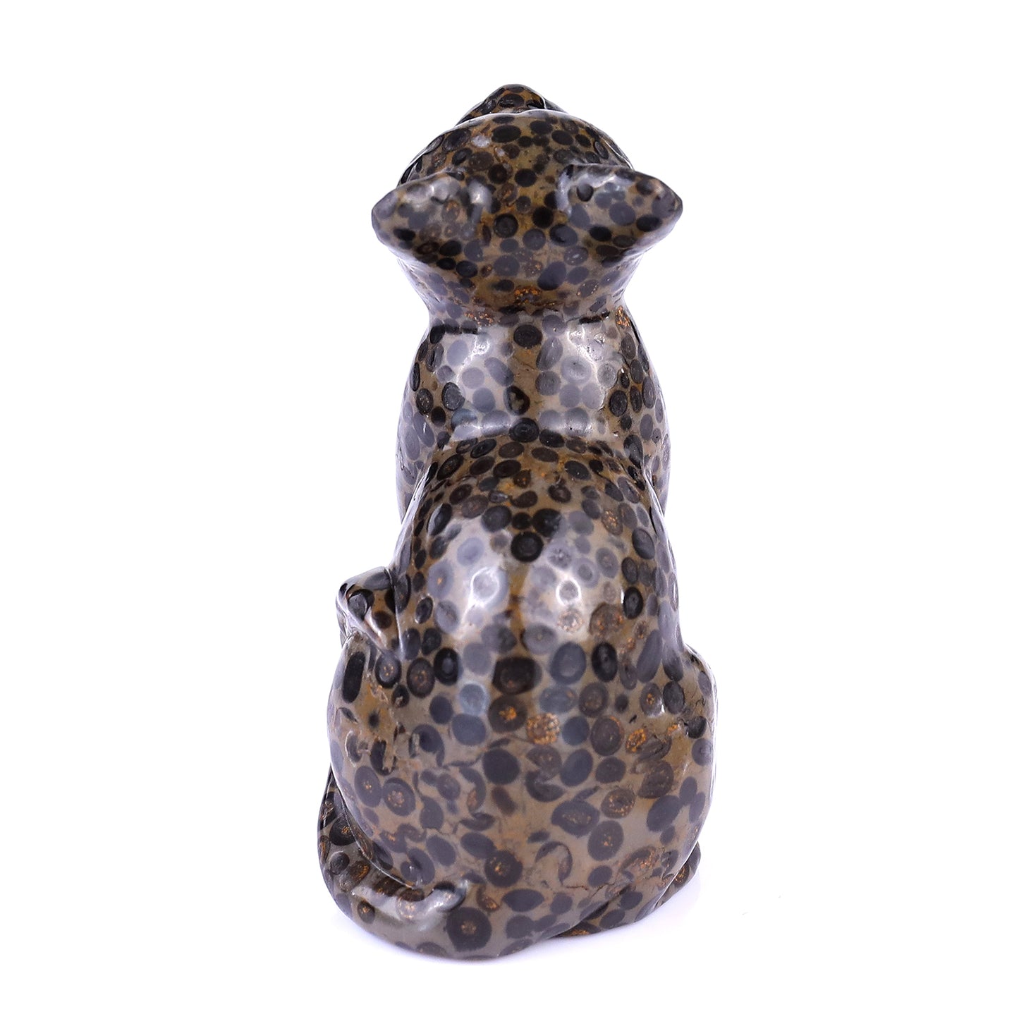 3.0" Leopard Skin Jasper Hand Carved Crystal Cat Sculpture Crystallumi