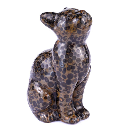 3.0" Leopard Skin Jasper Hand Carved Crystal Cat Sculpture Crystallumi