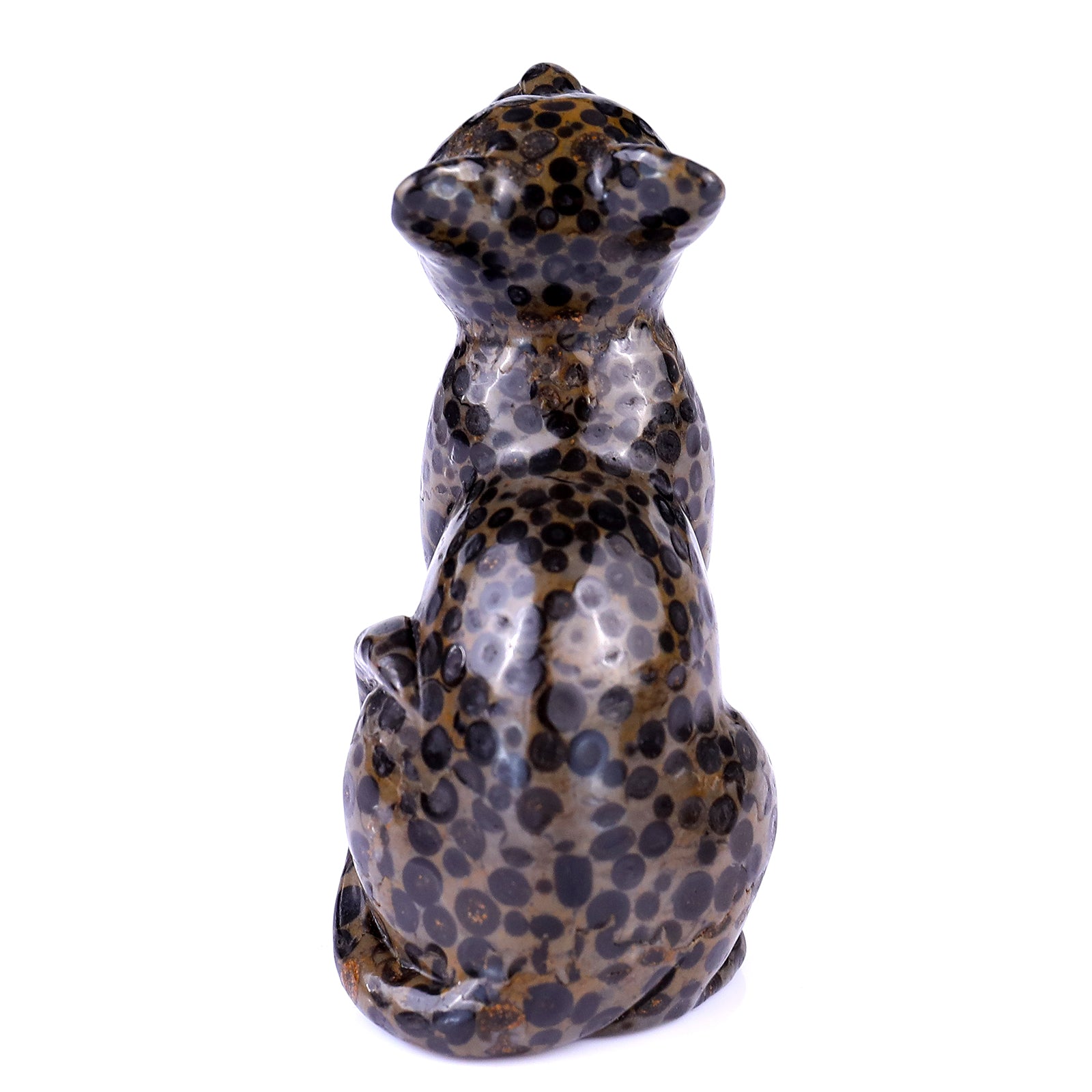 3.0" Leopard Skin Jasper Hand Carved Crystal Cat Sculpture Crystallumi