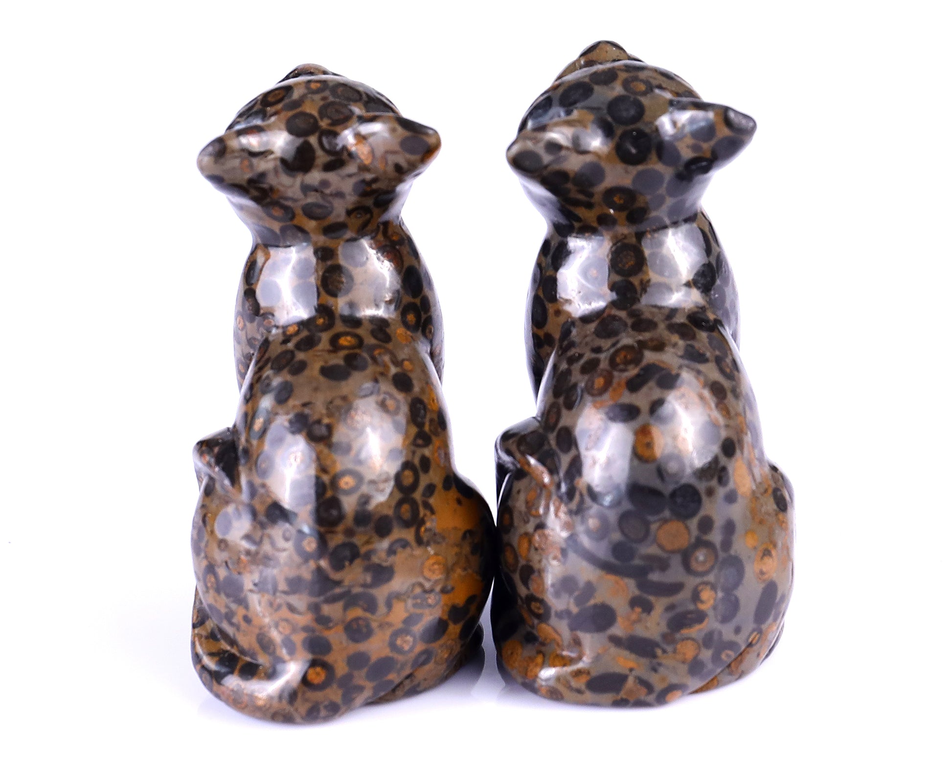 3.0" Leopard Skin Jasper Hand Carved Crystal Cat Sculpture Crystallumi