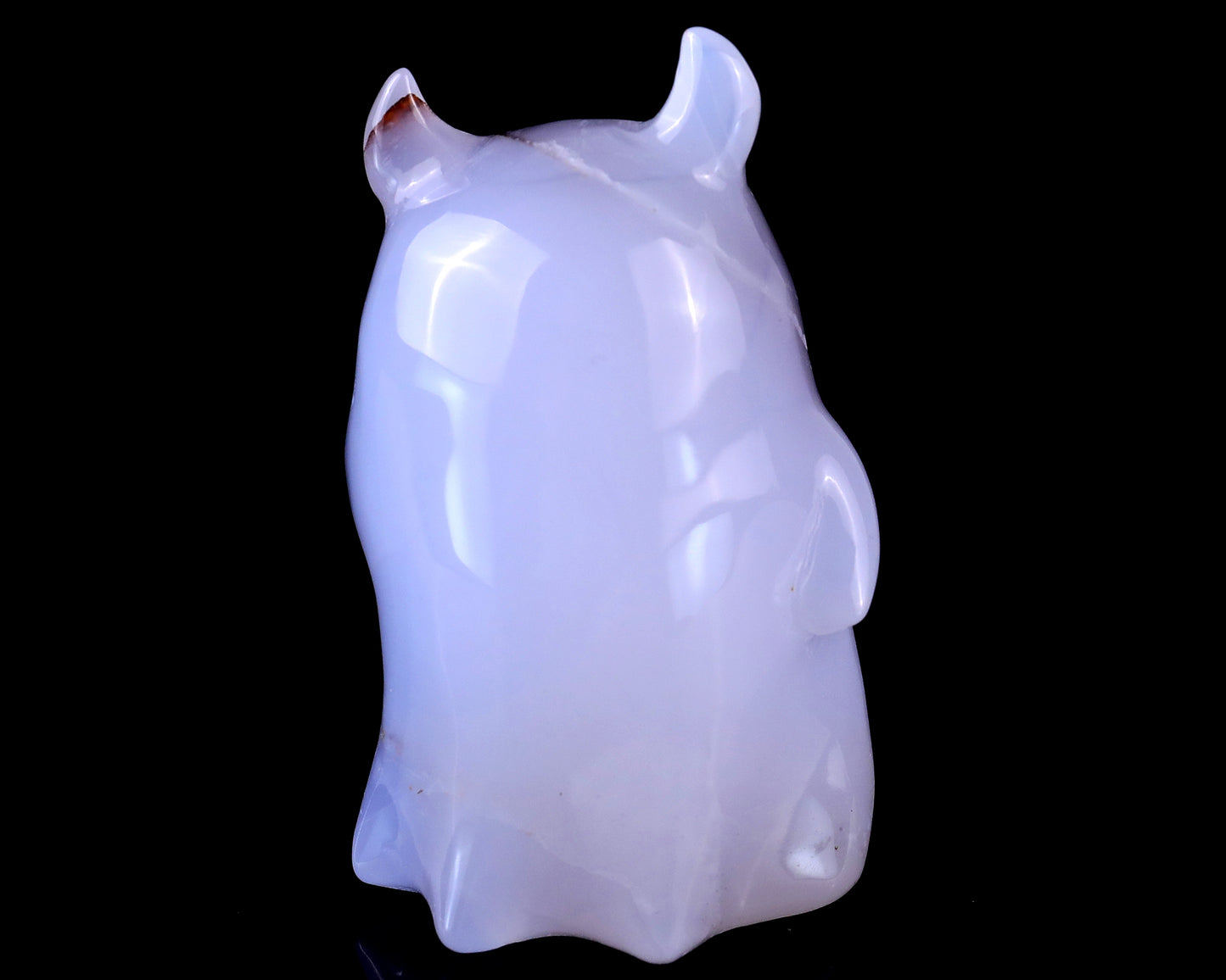 3.0” Natural Blue Chalcedony Hand Carved Crystal Ghost Sculpture, Halloween Gift Crystallumi