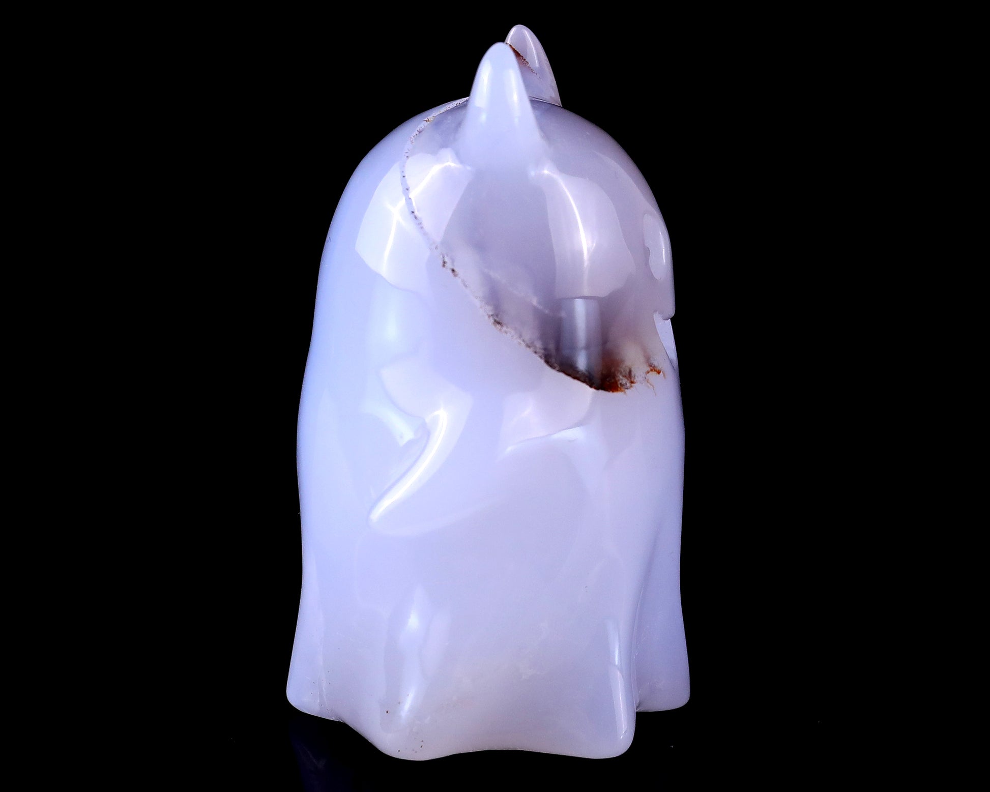 3.0” Natural Blue Chalcedony Hand Carved Crystal Ghost Sculpture, Halloween Gift Crystallumi