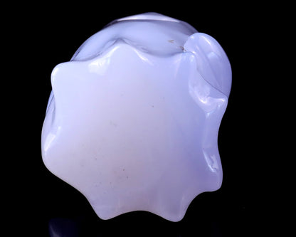 3.0” Natural Blue Chalcedony Hand Carved Crystal Ghost Sculpture, Halloween Gift Crystallumi