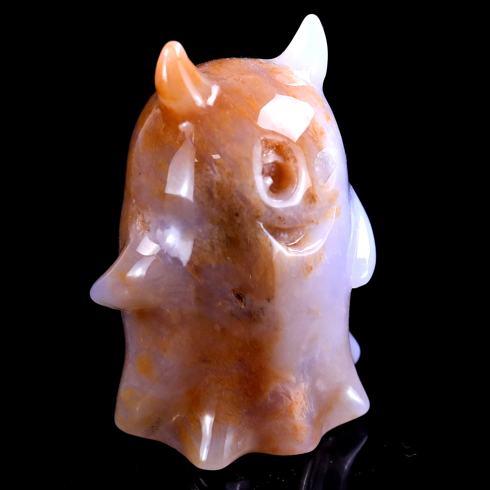 3.0” Natural Chalcedony Hand Carved Crystal Ghost Sculpture, Halloween Gift Crystallumi