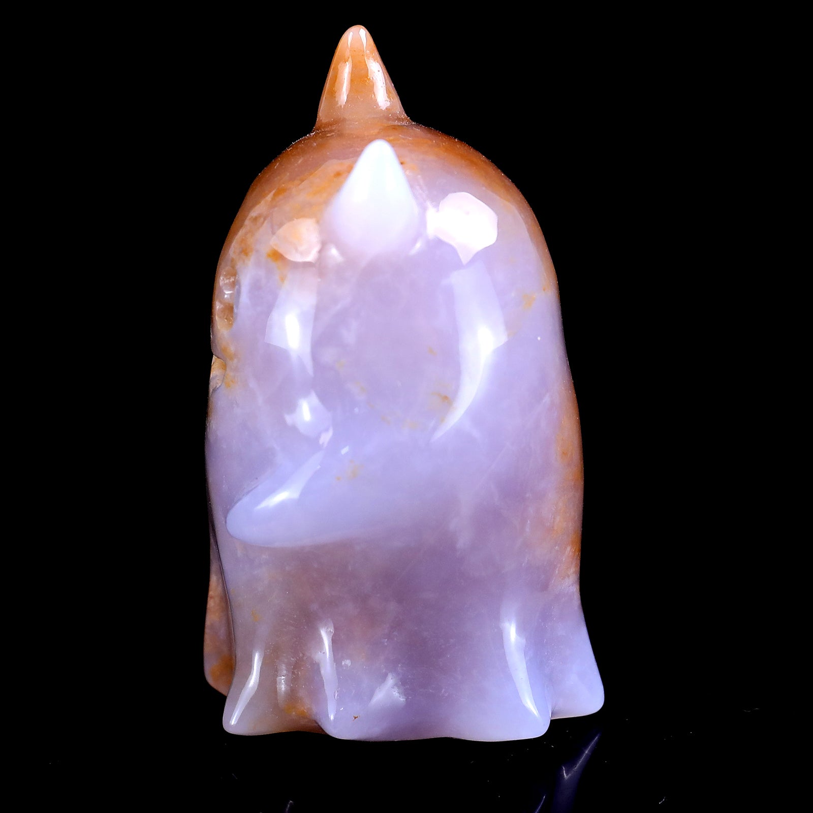 3.0” Natural Chalcedony Hand Carved Crystal Ghost Sculpture, Halloween Gift Crystallumi