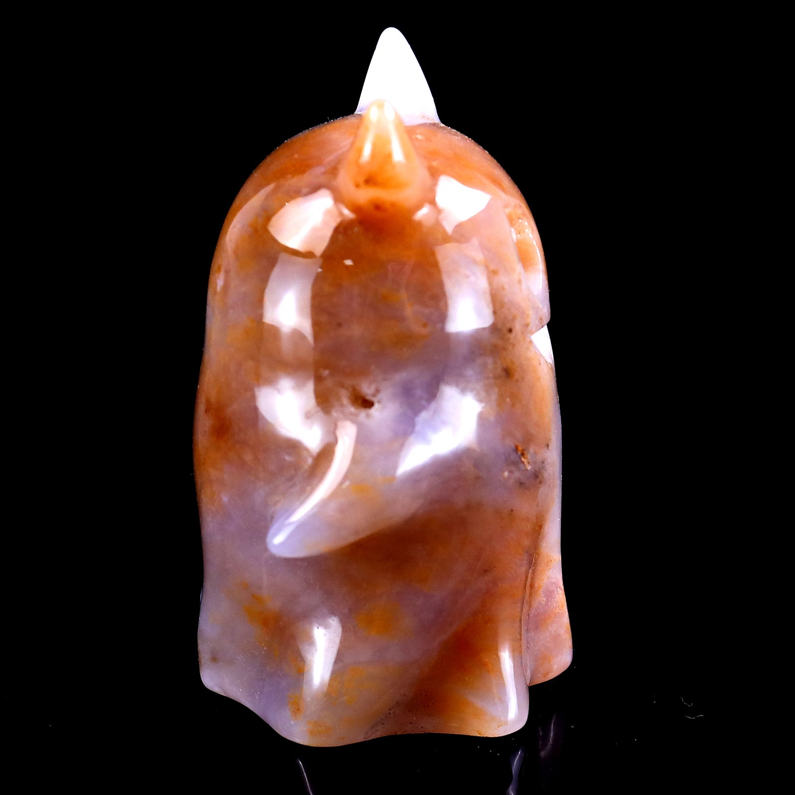 3.0” Natural Chalcedony Hand Carved Crystal Ghost Sculpture, Halloween Gift Crystallumi