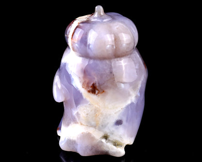 3.0” Natural Chalcedony Hand Carved Crystal Pumpkin Ghost Sculpture, Halloween Gift Crystallumi