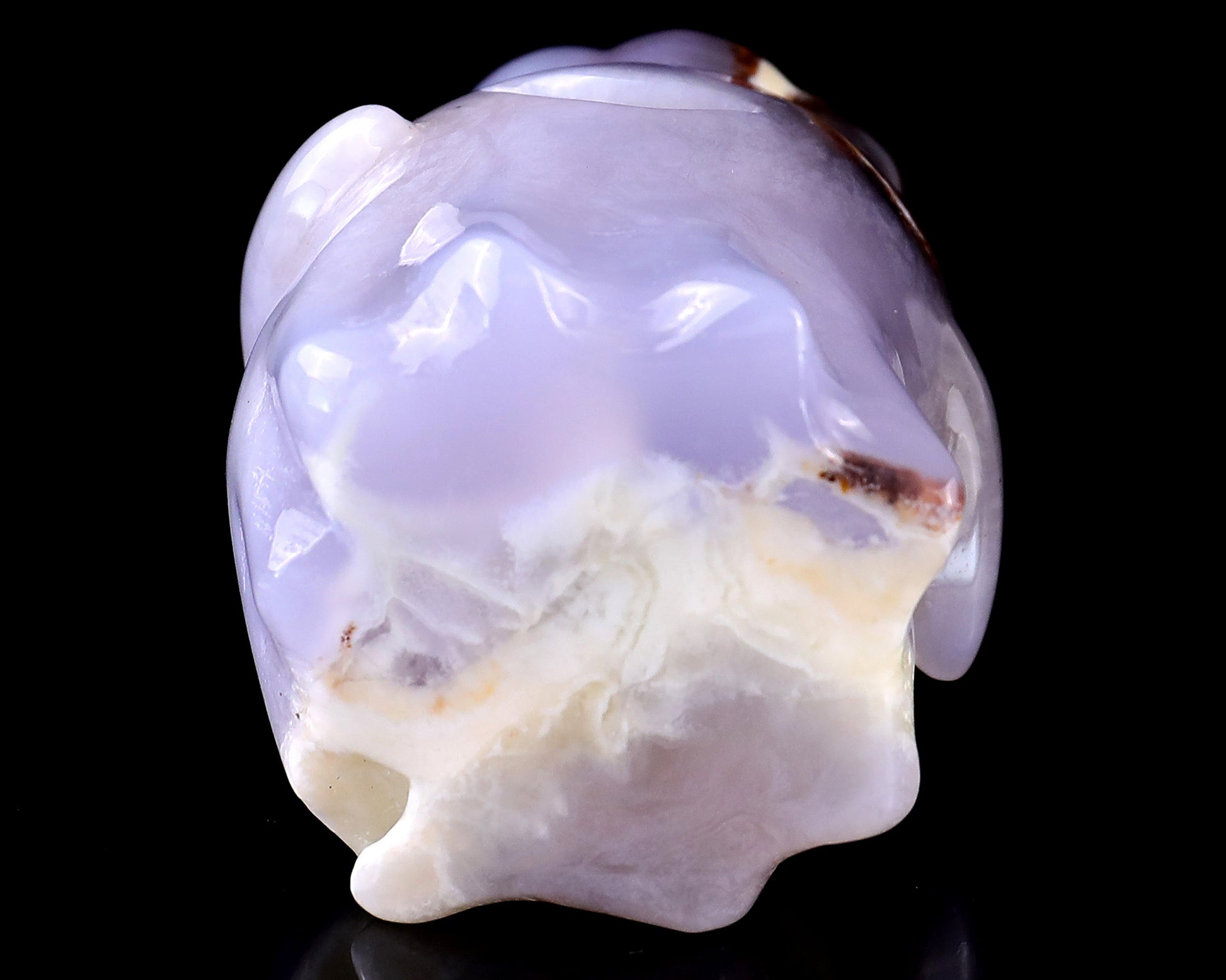 3.0” Natural Chalcedony Hand Carved Crystal Pumpkin Ghost Sculpture, Halloween Gift Crystallumi