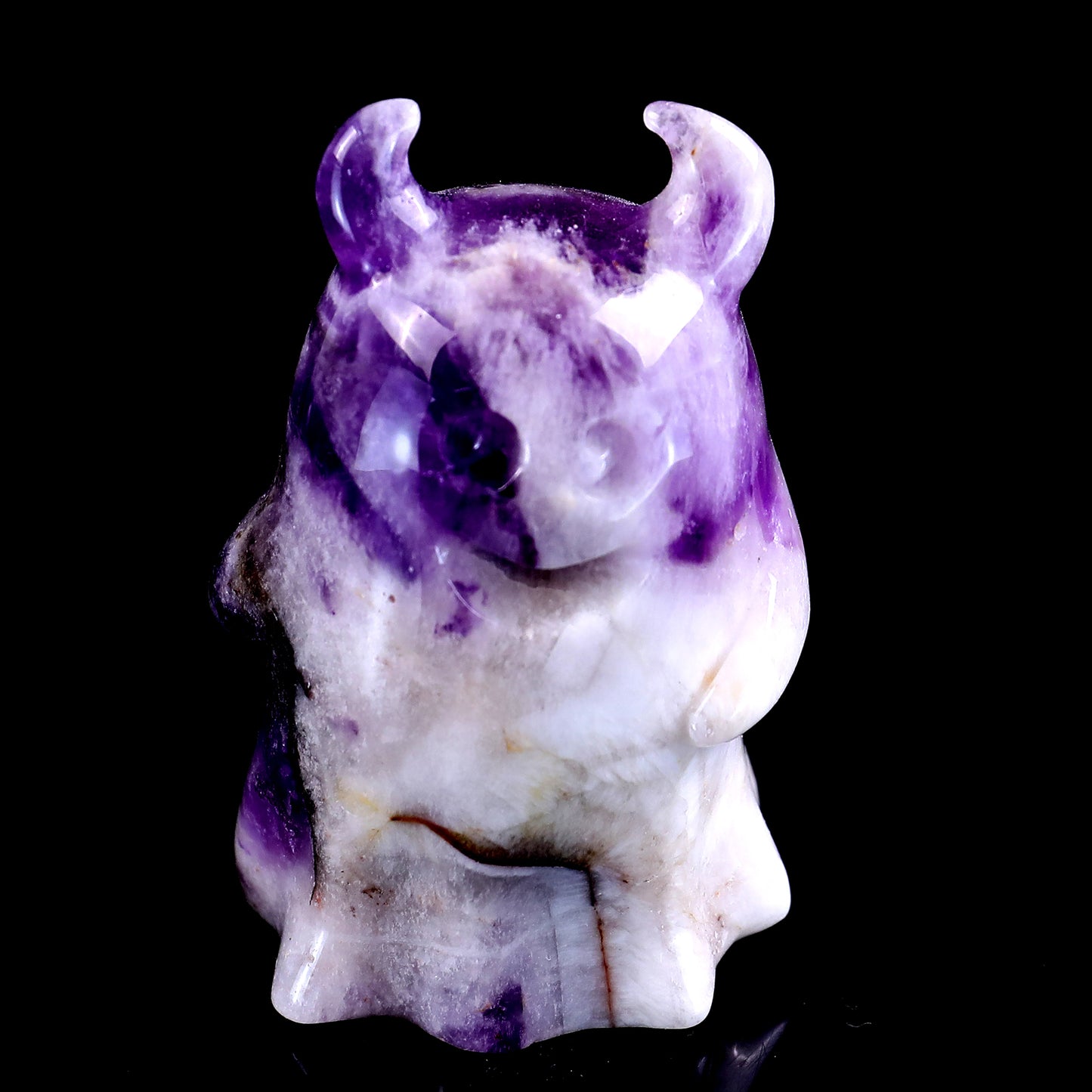 3.0” Natural Dream Amethyst Hand Carved Crystal Ghost Sculpture, Halloween Gift Crystallumi