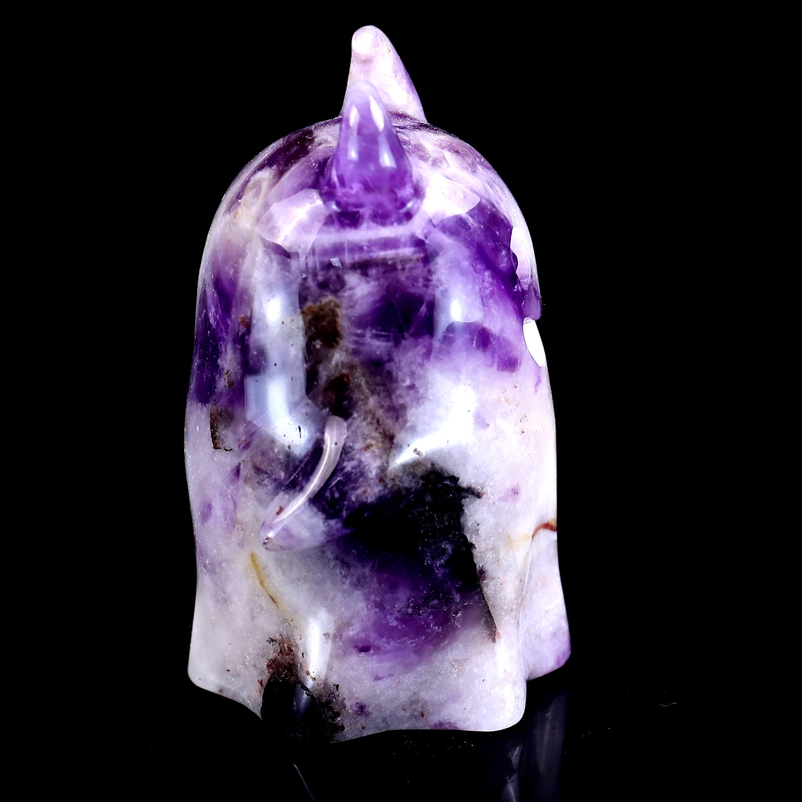 3.0” Natural Dream Amethyst Hand Carved Crystal Ghost Sculpture, Halloween Gift Crystallumi