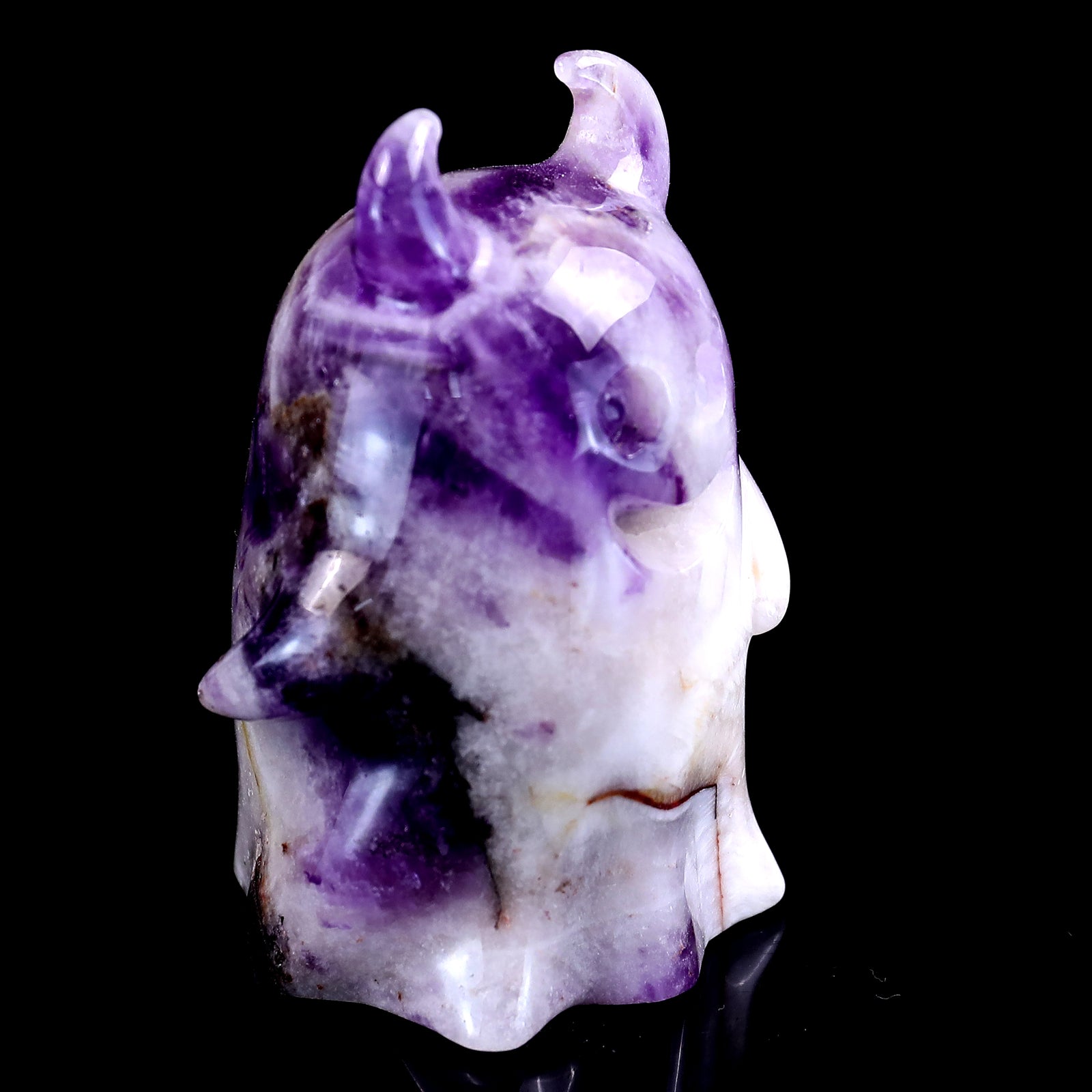 3.0” Natural Dream Amethyst Hand Carved Crystal Ghost Sculpture, Halloween Gift Crystallumi