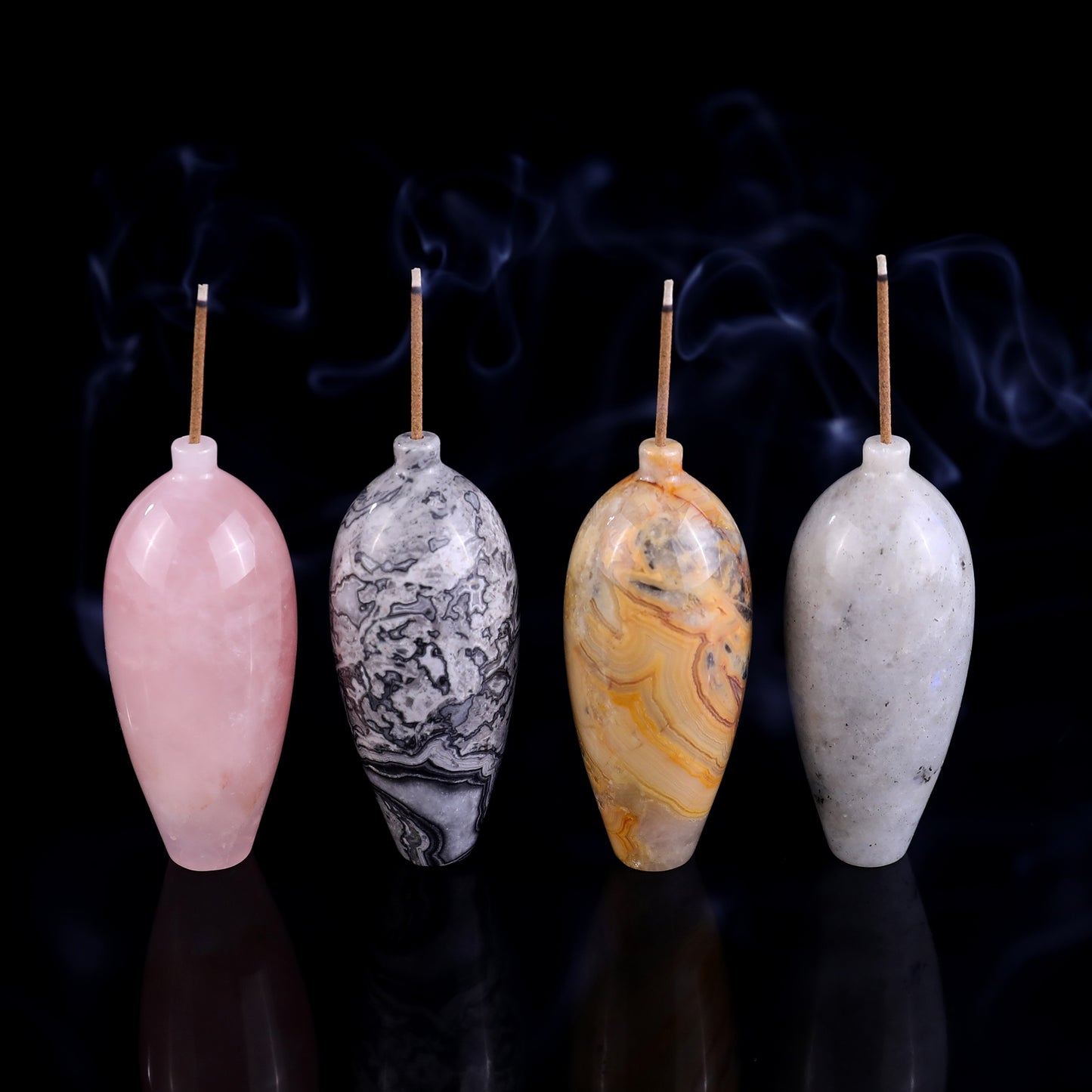 3.0" Natural Gemstone Hand Carved Crystal Vase, Incense Holder Sculpture Crystallumi