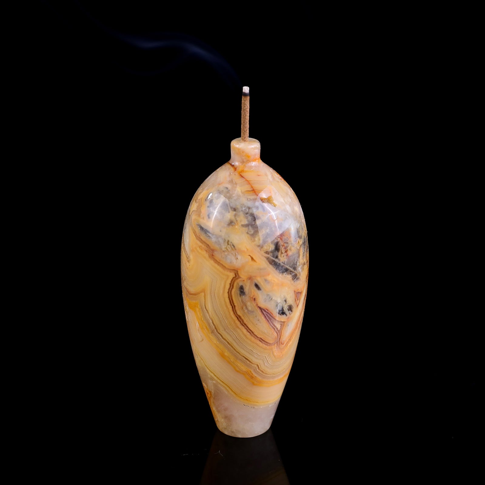 3.0" Natural Gemstone Hand Carved Crystal Vase, Incense Holder Sculpture Crystallumi