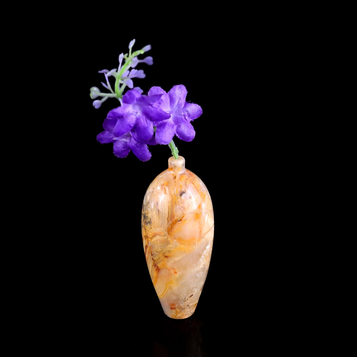 3.0" Natural Gemstone Hand Carved Crystal Vase, Incense Holder Sculpture Crystallumi