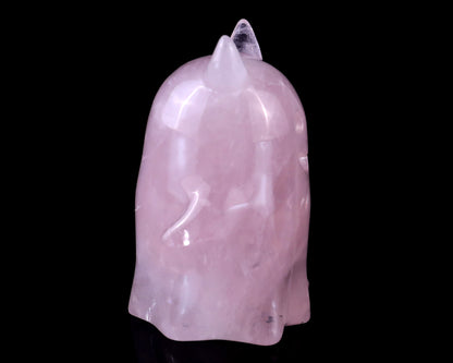 3.0” Natural Rose Quartz Hand Carved Crystal Ghost Sculpture, Halloween Gift Crystallumi