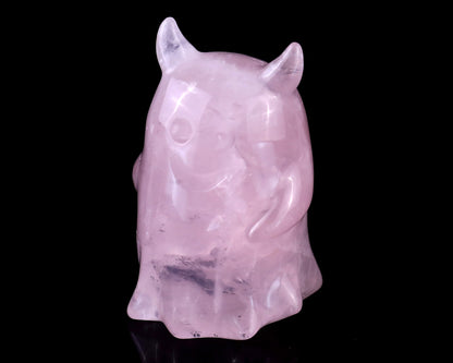 3.0” Natural Rose Quartz Hand Carved Crystal Ghost Sculpture, Halloween Gift Crystallumi