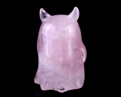 3.0” Natural Rose Quartz Hand Carved Crystal Ghost Sculpture, Halloween Gift Crystallumi