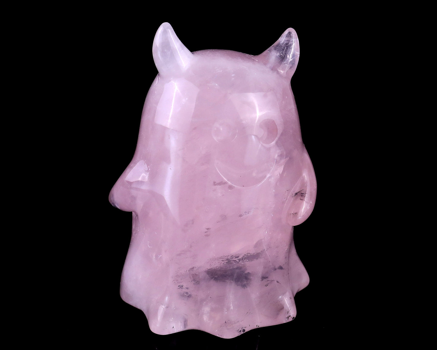 3.0” Natural Rose Quartz Hand Carved Crystal Ghost Sculpture, Halloween Gift Crystallumi