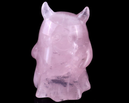 3.0” Natural Rose Quartz Hand Carved Crystal Ghost Sculpture, Halloween Gift Crystallumi