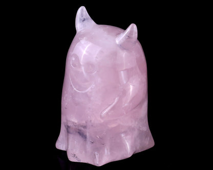 3.0” Natural Rose Quartz Hand Carved Crystal Ghost Sculpture, Halloween Gift Crystallumi