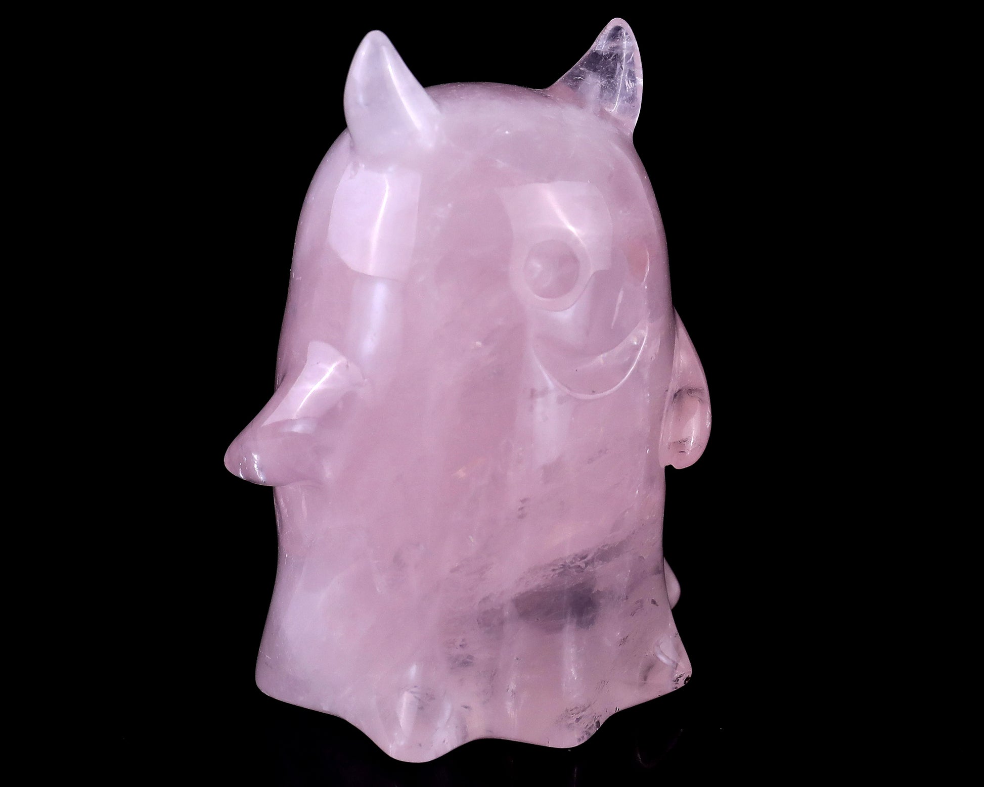 3.0” Natural Rose Quartz Hand Carved Crystal Ghost Sculpture, Halloween Gift Crystallumi