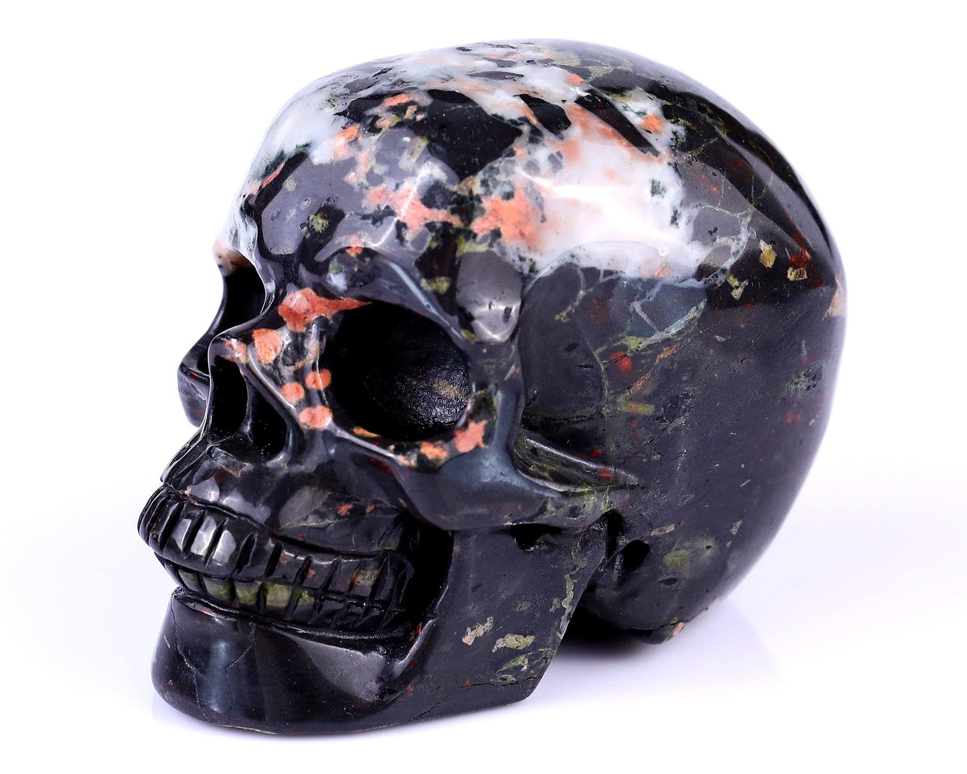 3.0" Plumite Hand Carved Crystal Realistic Skull Sculpture Crystallumi