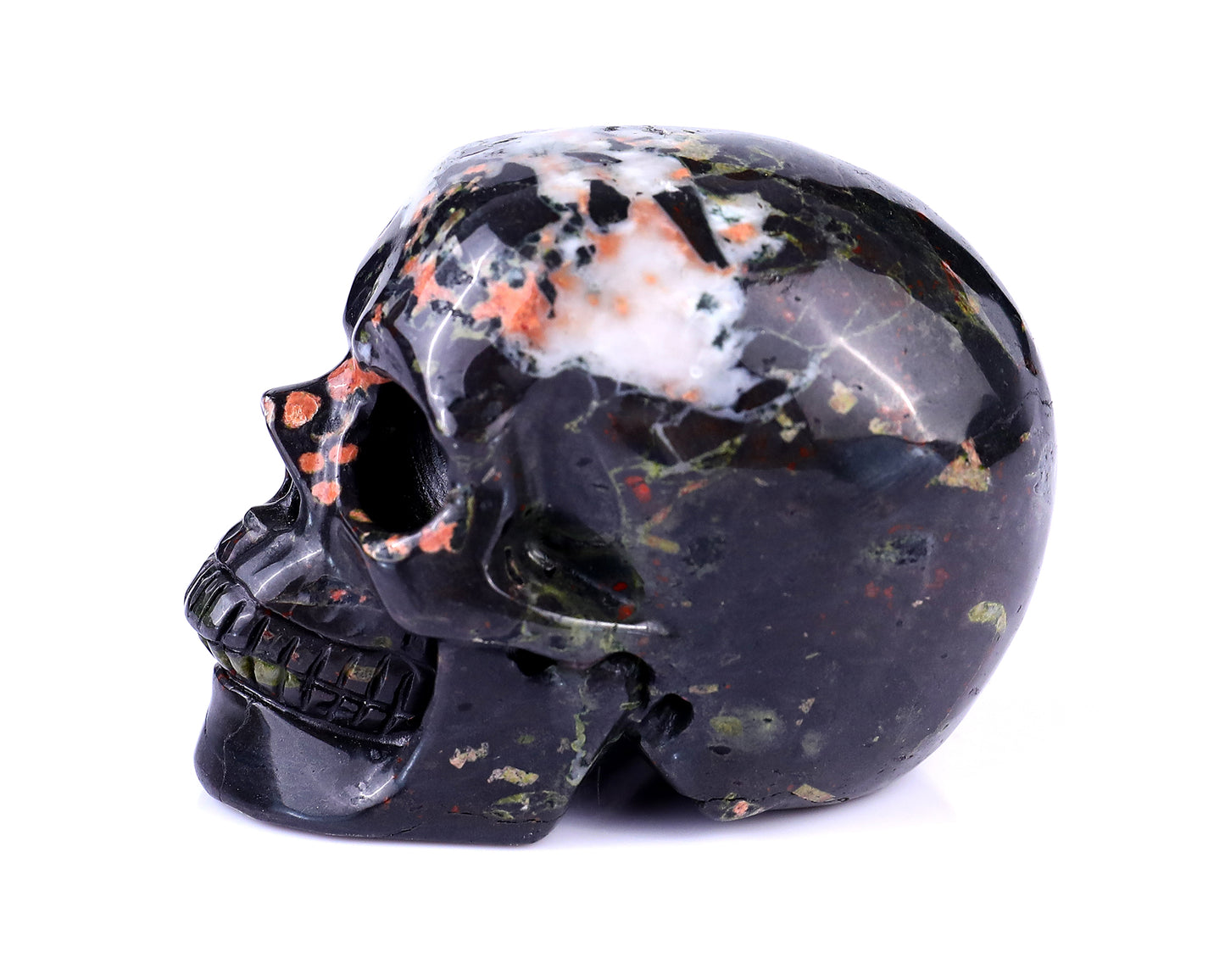 3.0" Plumite Hand Carved Crystal Realistic Skull Sculpture Crystallumi