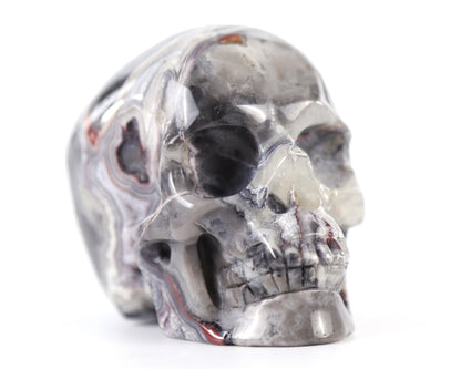 3.0" Red Crazy Lace Agate Hand Carved Crystal Realistic Skull Sculpture Crystallumi