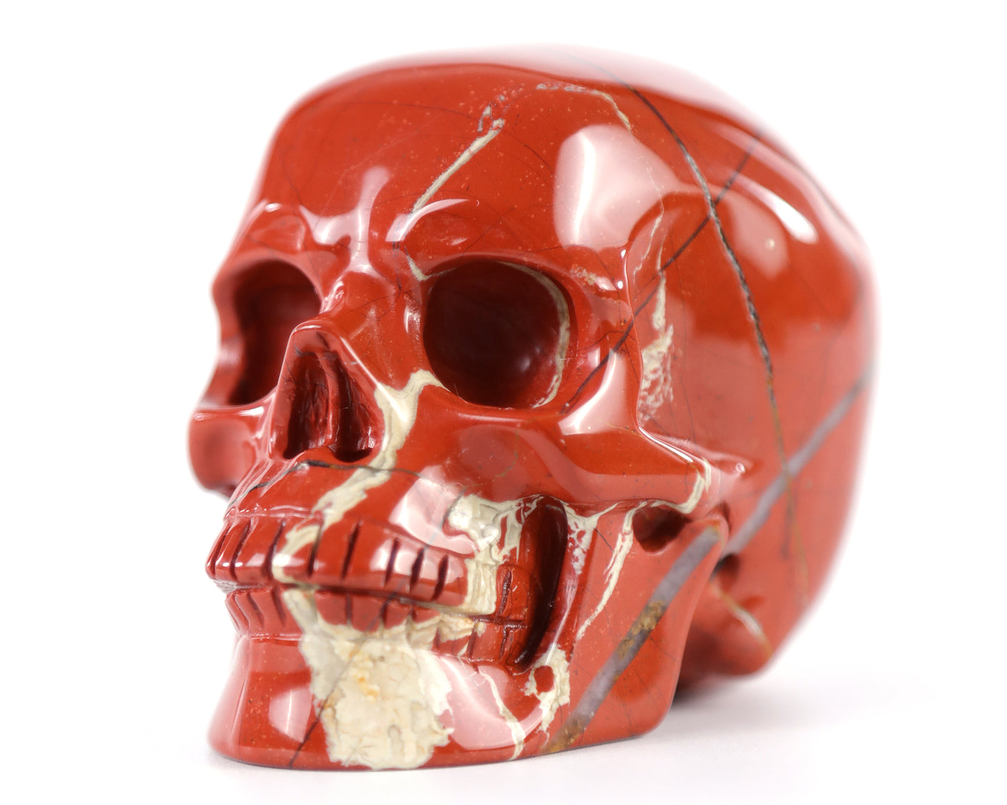 3.0" Red Jasper Hand Carved Crystal Realistic Skull Sculpture Crystallumi